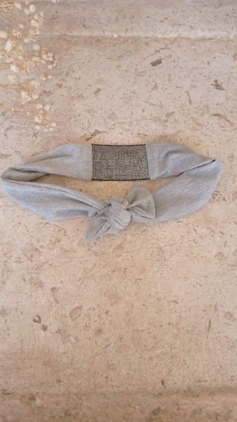 Bandeau noeud gris argente M