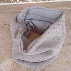 Tour de cou doublé enfant - gris BLEUTE  ETOILES DORES
