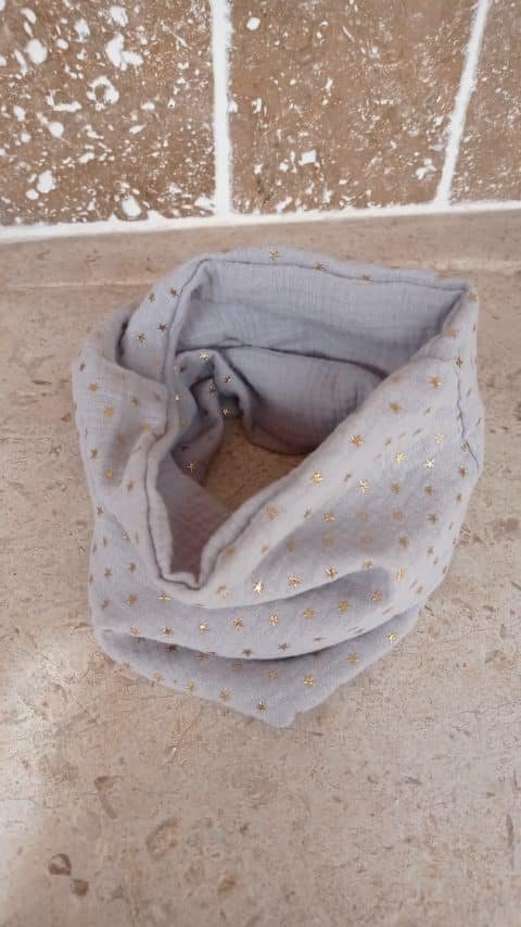Tour de cou doublé enfant - gris BLEUTE  ETOILES DORES