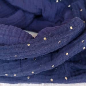 Tour de cou doublé enfant - marine pois dores