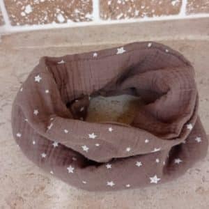 Tour de cou doublé enfant - marron étoiles blanches