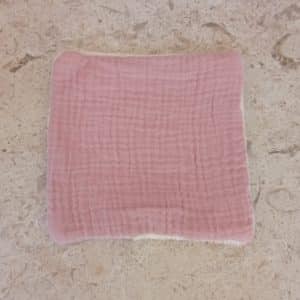 Serviette visage doublée "S" - rose