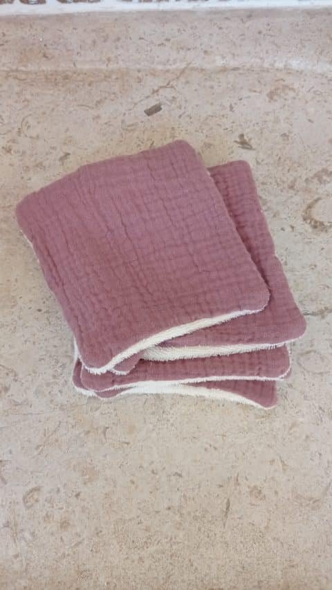 Serviette visage doublée "S" - parme – Image 2